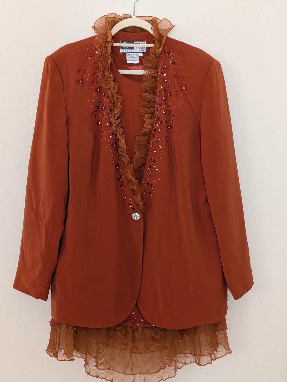Ben Marc International Beautiful Beaded 3 Piece Skirt Suit Size 16